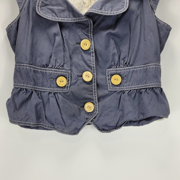 Elevenses Anthropologie Ruffle Button Top Womens 8 Dainty Festival Prairie Boho - Picture 2 of 11